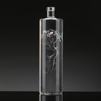 Nouveau design 500ml 700ml bouteille en verre de vodka bouteille en verre de Mezcal cylindrique en forme de dragon bouteille en verre de tequila