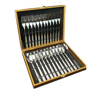 Juego de Cubiertos de Lujo de Alta Calidad al por Mayor, 24 Piezas, Juego de Cubiertos de Acero Inoxidable con Caja de Madera, Juego de Cucharas y Tenedores para Cena - Product Image 1