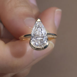 Bague en or jaune 14 carats avec diamant en forme de poire Messi Jewelry MSR-1507 pour femmes - Product Image 4