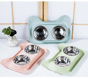 Werbeaktion Doppelhunde-Schüssel Universal Haustier-Fütterer Teddy-Lebensdose Edelstahl Katze Hundedose Katzen-Wasserdose - Product Image 2