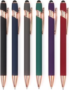 Stylo à bille multifonctionnel 2-en-1 de haute qualité avec écran tactile or rose, corps métallique sportif, personnalisable avec logo promotionnel - Product Image 1