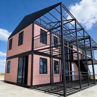 Maison conteneur préfabriquée extensible à 2 étages certifiée CE, design industriel avec balcon, modèle 3D, villa, bureau, bâtiment
