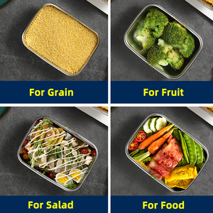 Conjunto de contenedores de almacenamiento de alimentos y aperitivos de acero inoxidable al por mayor, almacenamiento de metal reutilizable con contenedor de aperitivos, contenedor de almacenamiento de alimentos - Product Image 6