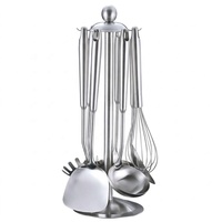 Ensemble d'ustensiles de cuisine en acier inoxydable 304, 6 pièces, kit d'outils de cuisson, spatule, louche, écumoire, cuillère à pâtes, cuillère ajourée