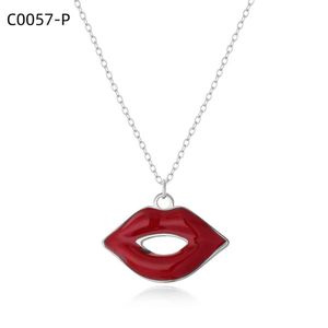 Amy Amy Fashion Pendant Necklace Silver Plated <b>Red</b> Lips Design For Women Everyday Wearing <b>Gift</b> Jewelry C0057 - Product Image 1