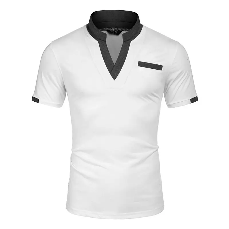 Nieuwe Effen Kleur Katoenen Revers V-Hals Corporate Reclame Korte Mouw Poloshirt Aangepast Heren Shirt Multi-Color