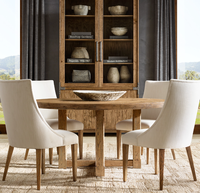 Fauteuil de salle à manger traditionnel en chêne avec jupe en tissu ELLA Factory - Couleur personnalisable, usage commercial pour hôtel, cuisine, salon