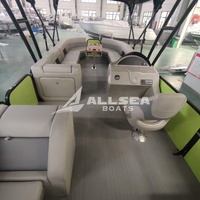 Bateau ponton à deux étages personnalisé pour les fêtes de famille, cuisine, barbecue et toilettes avec moteur hors-bord et coque en aluminium à vendre