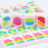 Auf Lager Florida-Serie Amerikanisches Mahjong Modernes Acryl-Set 160 Stück Flamingo-Palmen-Design Sommer-Themen-Steine