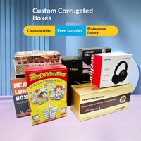 Fabricant de boîtes d'emballage personnalisées en petites séries, boîte en carton ondulé épaissi imprimée en couleur, double insert pliable, sur commande
