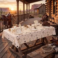 Ensemble de vaisselle pour fête western, assiettes en papier, serviettes, nappe en plastique, gobelets pour la décoration de fête d'anniversaire ou de baby shower