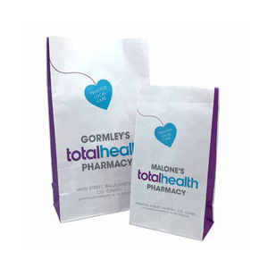 Sac en papier kraft blanc biodégradable écologique avec logo imprimé personnalisé voyage aérien imprimé flexo SOS Prescription maladie médicale - Product Image 3