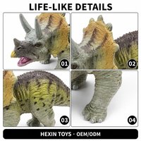 Figurine de dinosaure Triceratops réaliste en PVC écologique marron-vert 14x4x7,5 cm, modèle pédagogique, décoration de bureau pour enfants
