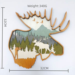 Maison ferme maison décoration <span class=keywords><strong>bois</strong></span> sculpté élan creux sculpture <span class=keywords><strong>bois</strong></span> forêt chasse orignal mur suspendu Art <span class=keywords><strong>bois</strong></span> sculpté tête de cerf artisanat - Product Image 3