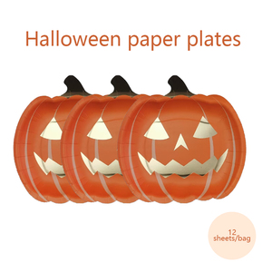 Anyite Golden Foil Cut zucca emozione piatti di carta di Halloween 7 pollici per uso alimentare disponibile per i bambini famiglia su misura forniture - Product Image 5