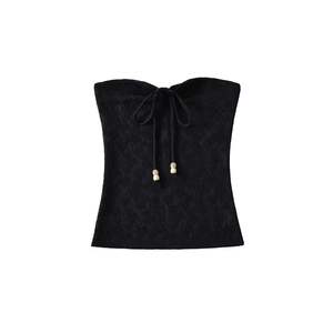 Top de tubo de satén con lazo y costuras, estilo Pure Desire, sexy, para chica, con efecto adelgazante y abertura en el pecho. - Product Image 3