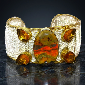 Magnifique bracelet manchette en argent sterling 925 avec citrine - Cadeau adorable pour les occasions festives - Product Image 2