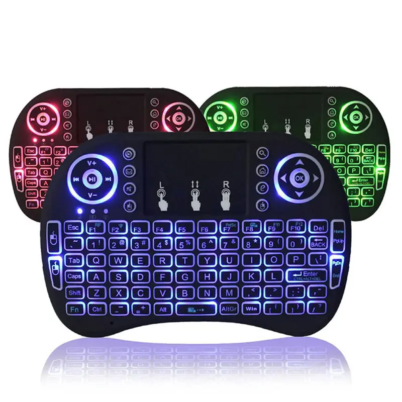 Hot sale i8 mini keyboard backlit 3 color 2.4G wireless mini keyboard air mouse remote control for tv box
