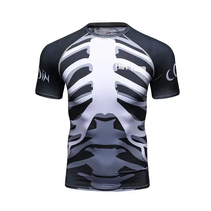 Cody Lundin Skeleton Costume 3D Allover Sublimation Running t-shirt Bones Full Graphic Compression camicie a maniche corte per uomo