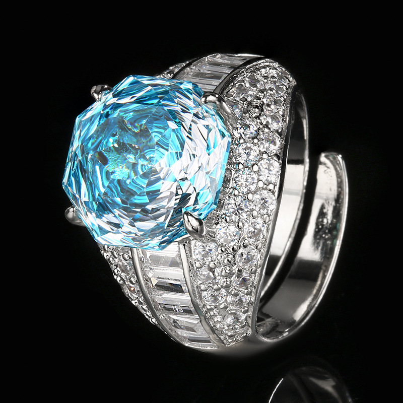 open size Millennium cut navy blue ring