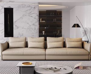 Ensemble de canapés <span class=keywords><strong>d</strong></span>'<span class=keywords><strong>angle</strong></span> modernes et minimalistes canapés <span class=keywords><strong>d</strong></span>'intérieur en cuir véritable paresseux blanc pour salon avec plumes pour meubles de maison - Product Image 4