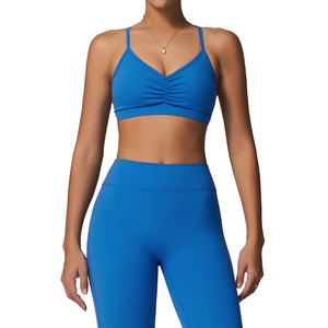 Ensemble de soutien-gorge de sport bleu pour femmes, leggings taille haute, vêtements de fitness respirants pour la course, le yoga, l'entraînement, vêtements de sport 8882 - Product Image 1