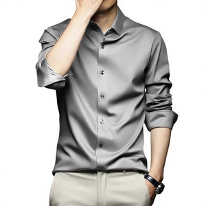 <span class=keywords><strong>Camicia</strong></span> da uomo <span class=keywords><strong>nera</strong></span> di alta gamma a maniche lunghe, <span class=keywords><strong>slim</strong></span> <span class=keywords><strong>fit</strong></span>, stile coreano, alla moda, casual, con colletto a revers decorato con perline, antipiega, in poliestere - Product Image 3