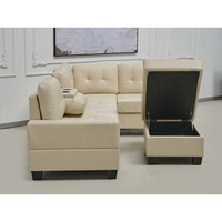 Canapé modulaire rembourré en cuir PU, élégant et luxueux, avec ottoman, pour salon, hôtel et villa