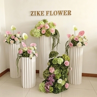 Colonne florale artificielle ZIKE FLOWER, orchidée papillon rose et verte, arrangement floral pour allée de mariage, décoration d'événements en colonne plissée