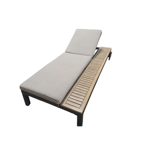 Removable <b>Cushion</b>, Powder-coated steel frame Adjustable Modern Acacia Wood Sun Loungers with Adjustable Backrest - Product Image 3