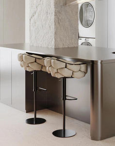 שרפרף בר מתכוונן לגובה, עשוי מתכת עמידה, עם מסגרת נירוסטה, מתאים למכוני יופי, עיצוב ציפורניים וחנויות כלות - עיצוב מודרני - Product Image 5