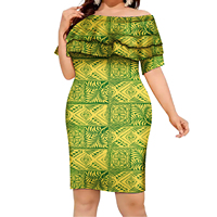 Mini-robe hawaïenne pour femmes, design tribal sexy, manches courtes, volants en cascade, robes samoanes tendance, vêtements de style Tapa Fidji