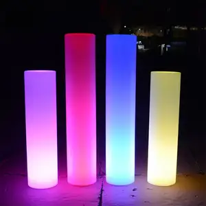 LED kulesi ayağı orta silindir zemin lambası açık yuvarlak sütun ışıkları LED uzun kare düğün sütun