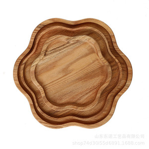 Juego de bandejas de madera con forma de flor, de madera natural, para frutas, postres, bocadillos, café, té, uso en hoteles. - Product Image 5