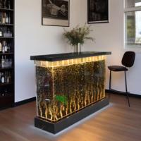 Meubles de bar personnalisés en usine, éclairage LED, fontaine dansante, mur de bulles d'eau, panneau acrylique, comptoir de bar, armoire à vendre