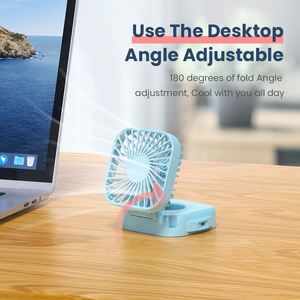 Ventilateur portable mini pliable rechargeable par USB avec miroir de maquillage, personnalisation du logo - Product Image 3