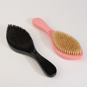 Cepillo de cerdas de jabalí con forma ovalada, mango de ABS, impermeable, para hombre, para barba y peinado, peine ondulador, negro y rosa - Product Image 3