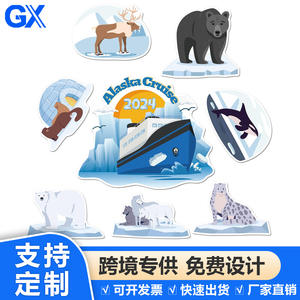 New Alaskan-Themed Cross-Border <b>Refrigerator</b> Magnets Including Cruise Ships Glaciers Animals Logo-shaped Door Magnets for Party - Product Image 4