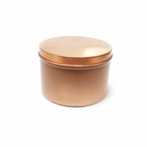 Rose Gold Round Metal Tin Candle Containers 8oz 12oz Candle Jars <b>Empty</b> Candle Tin Can Small Tin <b>Box</b> - Product Image 1