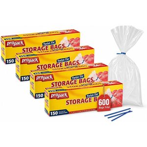 Sacs de conservation 1 gallon en plastique transparent avec fermeture à torsion pour aliments, 600 unités - Product Image 1