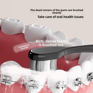 Cepillo de dientes de alta calidad para adultos, de mango único, con diez mil cerdas suaves, diseño de empalme blanco, en caja, para uso doméstico. - Product Image 4