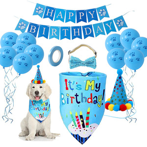 Set de Decoración <span class=keywords><strong>para</strong></span> Fiesta de Cumpleaños de Mascotas: Pancarta de Feliz Cumpleaños, Globos, Pañuelo <span class=keywords><strong>para</strong></span> Mascotas, Gorro de Fiesta, Corbata de Moño, Accesorios <span class=keywords><strong>para</strong></span> Fotos - Product Image 1