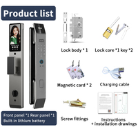 Serrure de porte intelligente XDDTS DF14XF avec déverrouillage par reconnaissance faciale, compatible avec l'application Tuya/Wishome WiFi, système d'alarme antivol domestique, installation facile