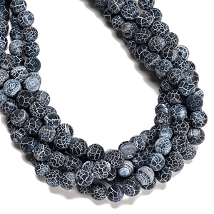 Perles d'<span class=keywords><strong>agate</strong></span> rondes mates noires en gros en tailles 4 mm 6 mm 8 mm 10 mm 12 mm pour la fabrication de bijoux - Product Image 2