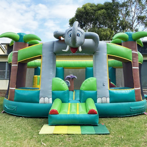 Giant outdoor kids party bounce <b>house</b> with slide combo jumping castle <b>inflatable</b> elephant playground - Product Image 1