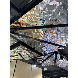 LL05 Free Sample Offer 316 Stainless Steel Water Ripple Ceiling <b>Sheet</b> for Shopping Mall PVD Coating Stainless Steel Water Wave - Product Image 1