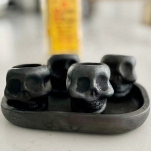 Personnalisé Cinco De Mayo barware crâne bizarreries bar décor noir argile poterie jour des morts mexicain céramique sucre crâne verre à liqueur - Product Image 6