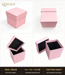 Custom Pink Paperboard Gold Foil Embossed Lid-And-Base Velvet Lined Elegant Luxury <strong>Gift</strong> Box Ornament Packaging for Gifting - Product Image 2