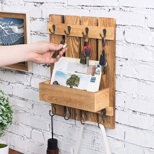 Support mural vintage <span class=keywords><strong>en</strong></span> <span class=keywords><strong>bois</strong></span> brûlé à un seul niveau pour tasses à café, accessoires de <span class=keywords><strong>cuisine</strong></span>, étagère de rangement Mingrui JAJ-A0025 - Product Image 4