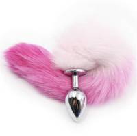 Queue de renard en fourrure véritable sexy avec plug anal en métal, jouet sexuel anal, couleur dégradée